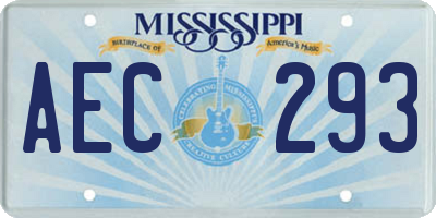 MS license plate AEC293