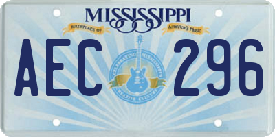 MS license plate AEC296