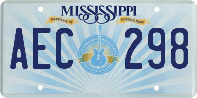 MS license plate AEC298