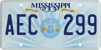 MS license plate AEC299