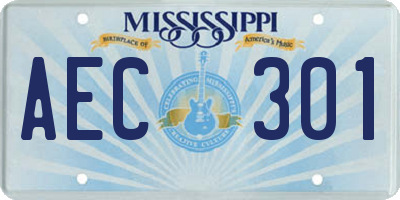 MS license plate AEC301