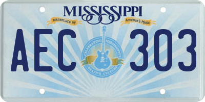 MS license plate AEC303