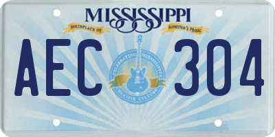 MS license plate AEC304
