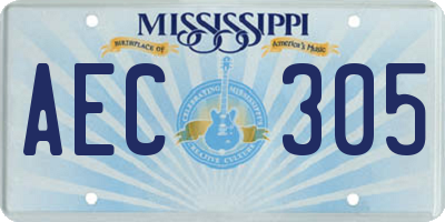 MS license plate AEC305