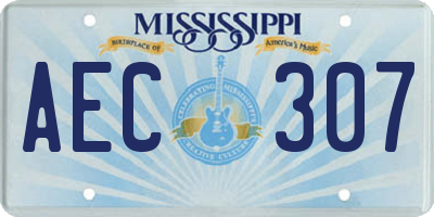 MS license plate AEC307