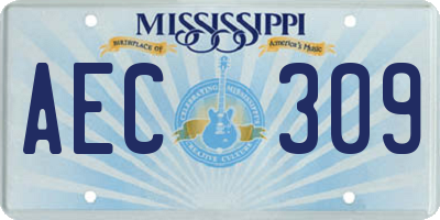 MS license plate AEC309
