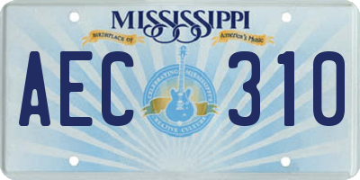 MS license plate AEC310