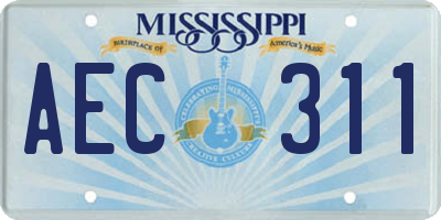 MS license plate AEC311
