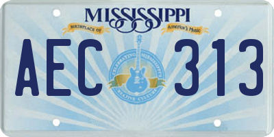 MS license plate AEC313