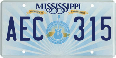 MS license plate AEC315