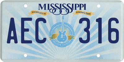 MS license plate AEC316