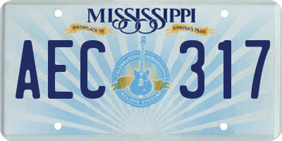 MS license plate AEC317