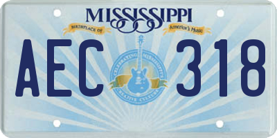 MS license plate AEC318