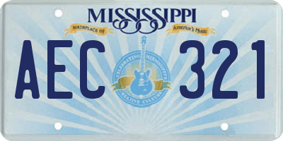 MS license plate AEC321