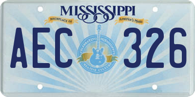 MS license plate AEC326