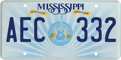 MS license plate AEC332
