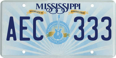 MS license plate AEC333