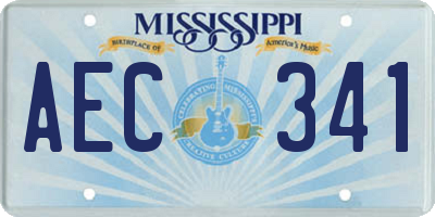MS license plate AEC341