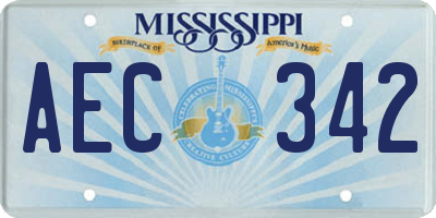 MS license plate AEC342