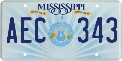 MS license plate AEC343