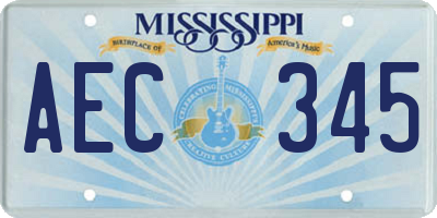 MS license plate AEC345