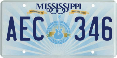 MS license plate AEC346