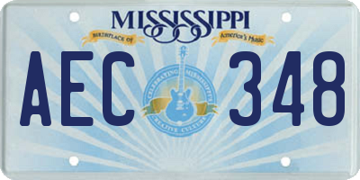 MS license plate AEC348