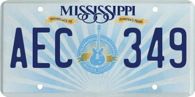MS license plate AEC349