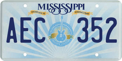 MS license plate AEC352