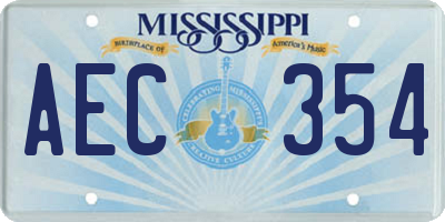MS license plate AEC354