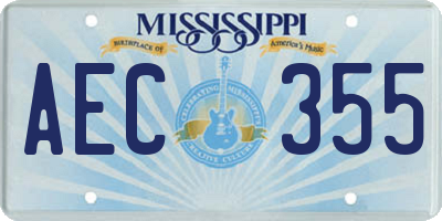 MS license plate AEC355
