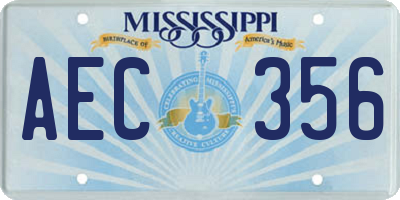MS license plate AEC356