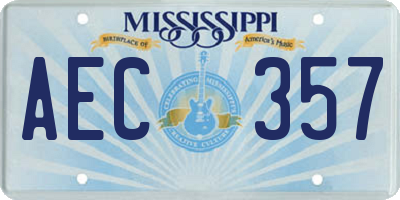 MS license plate AEC357