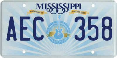 MS license plate AEC358