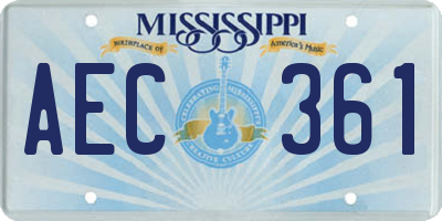 MS license plate AEC361
