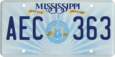 MS license plate AEC363