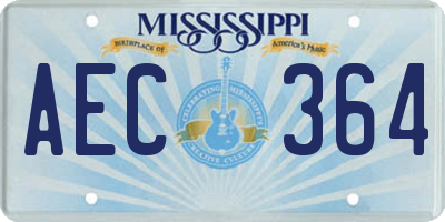 MS license plate AEC364