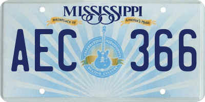 MS license plate AEC366