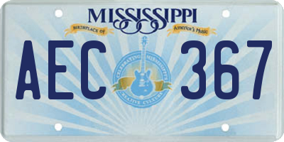 MS license plate AEC367