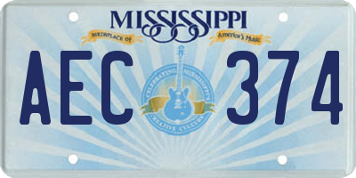 MS license plate AEC374
