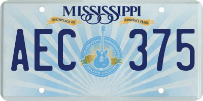 MS license plate AEC375