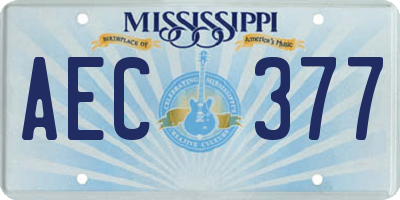 MS license plate AEC377
