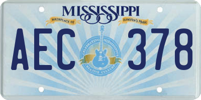 MS license plate AEC378