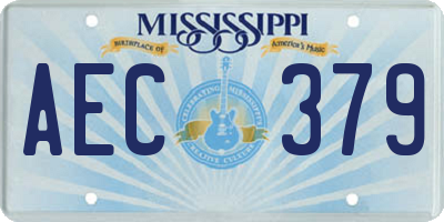 MS license plate AEC379