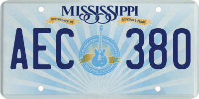 MS license plate AEC380