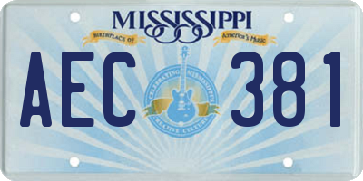 MS license plate AEC381