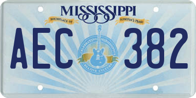 MS license plate AEC382