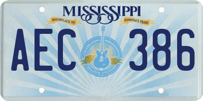 MS license plate AEC386