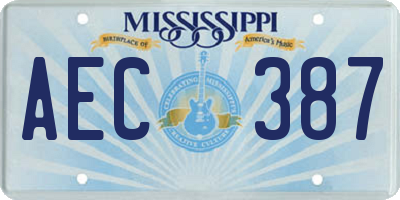 MS license plate AEC387