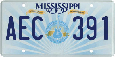 MS license plate AEC391